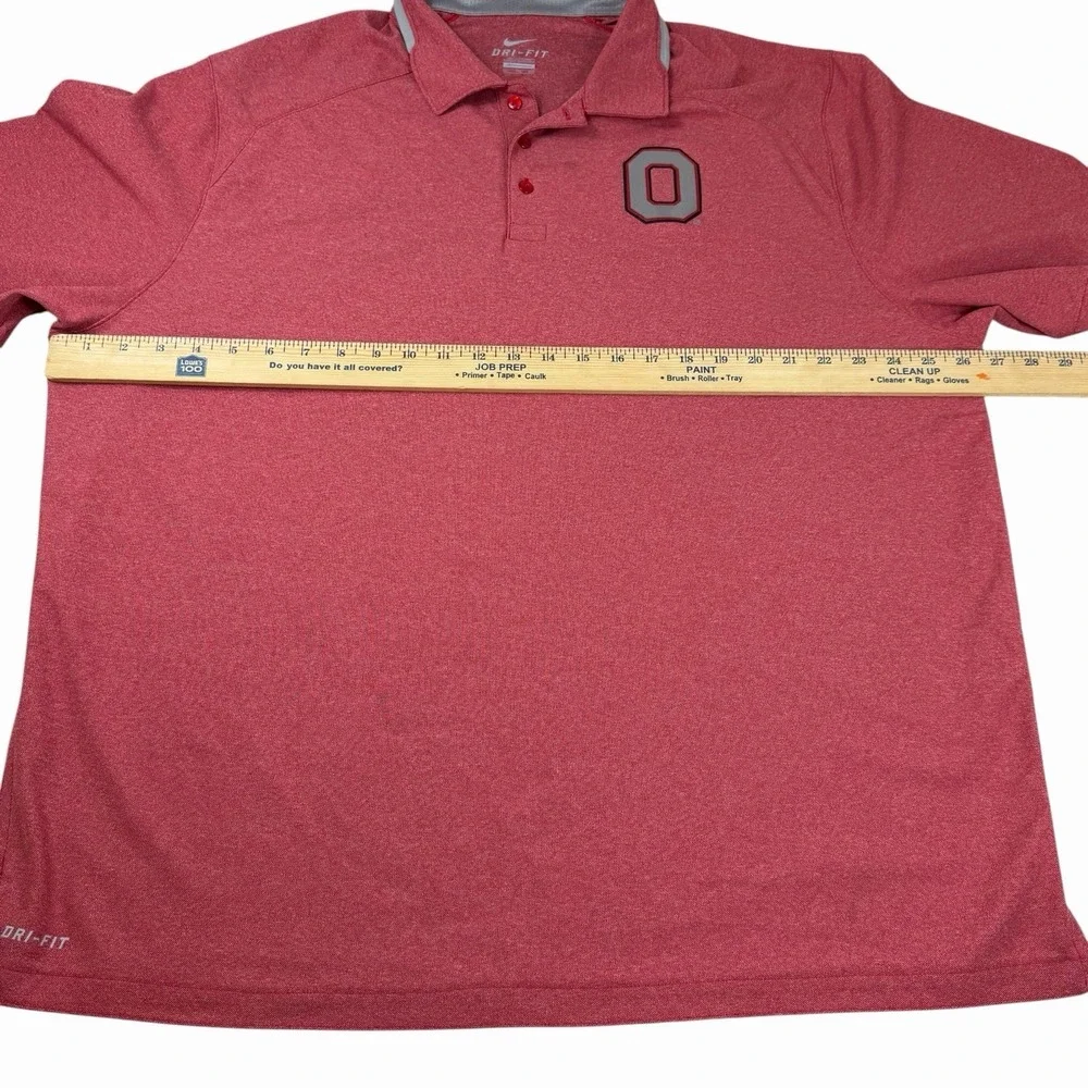 Nike Ohio State Buckeyes Polo Shirt Mens 2XL Red Golf Dri Fit University OSU